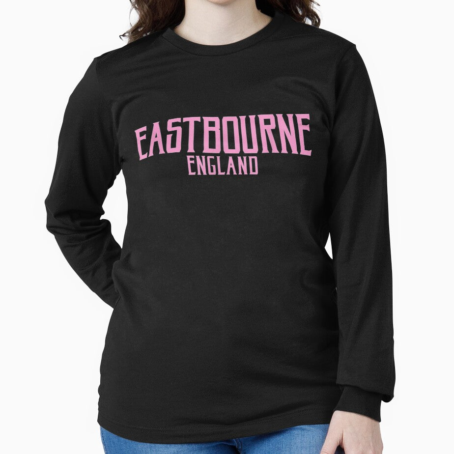 Eastbourne England Vintage Text Pink Print by sheilase
