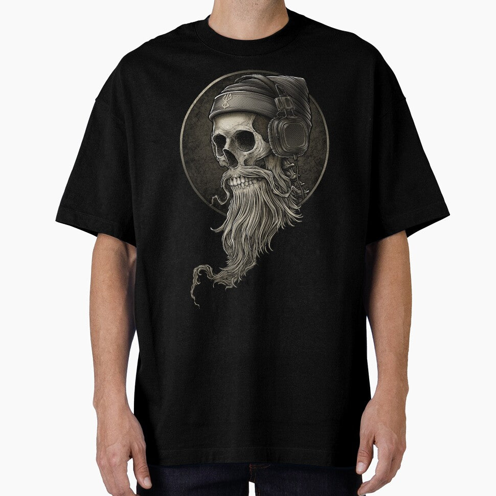 Viking Vintage Skull Beard with Headphone by Winya