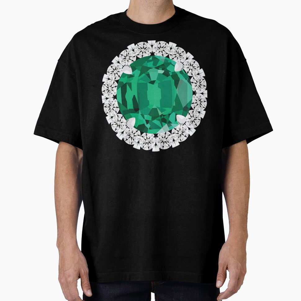 Round Cut Emerald Surrounded by Cluster Diamonds by Nicki Licking