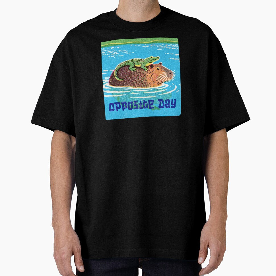 Opposite Day Capybara and Alligator Retro Comic Style by FIREDesignsPOD