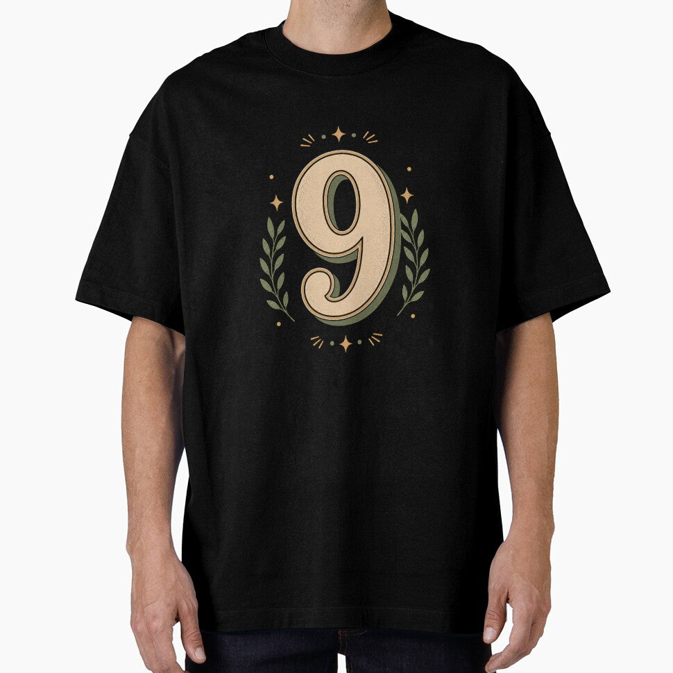Vintage Number 9 Botanical Design by Kupeliemre