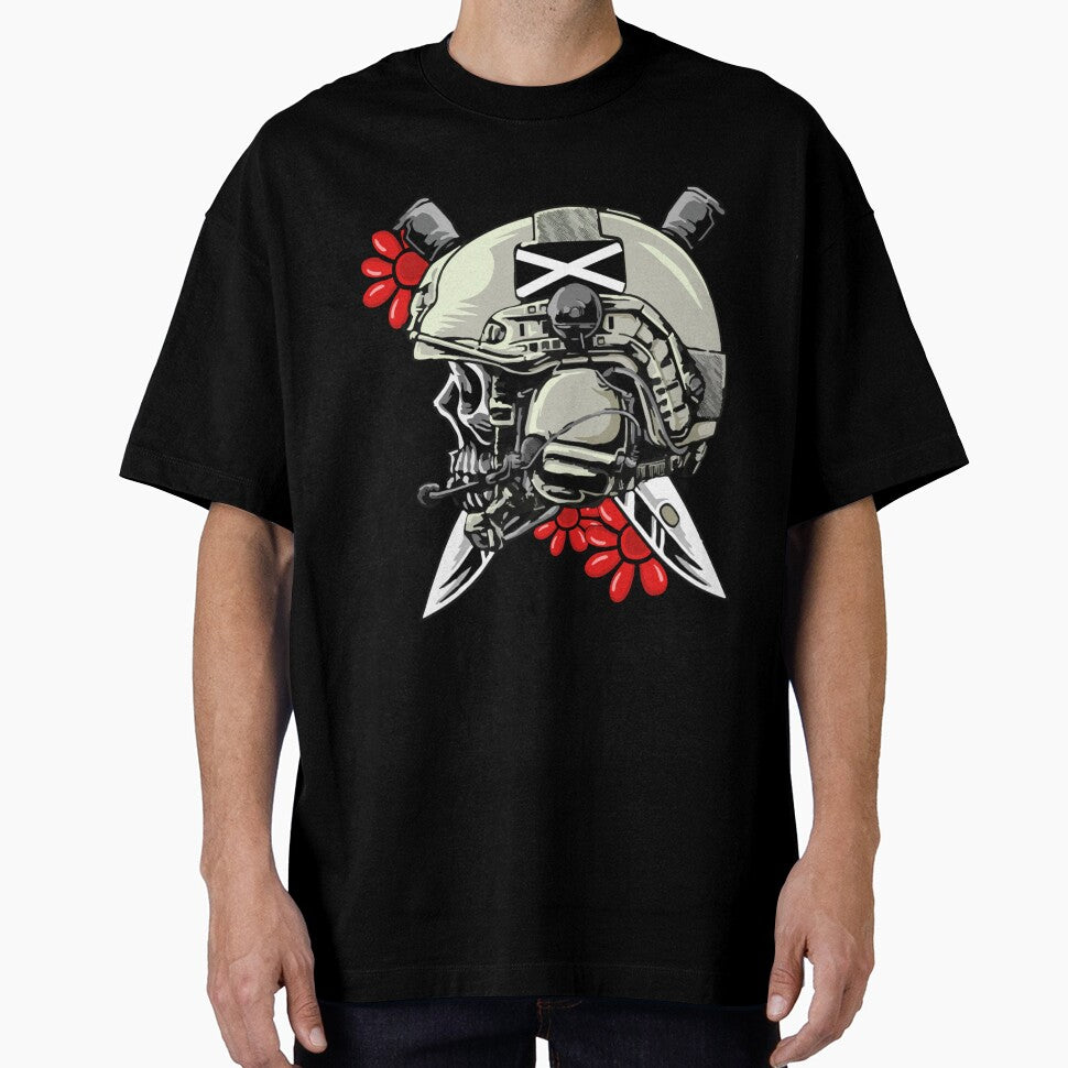 Task Force Doomer Helmet Skull With Red Daisy Flowers by nuconfident11