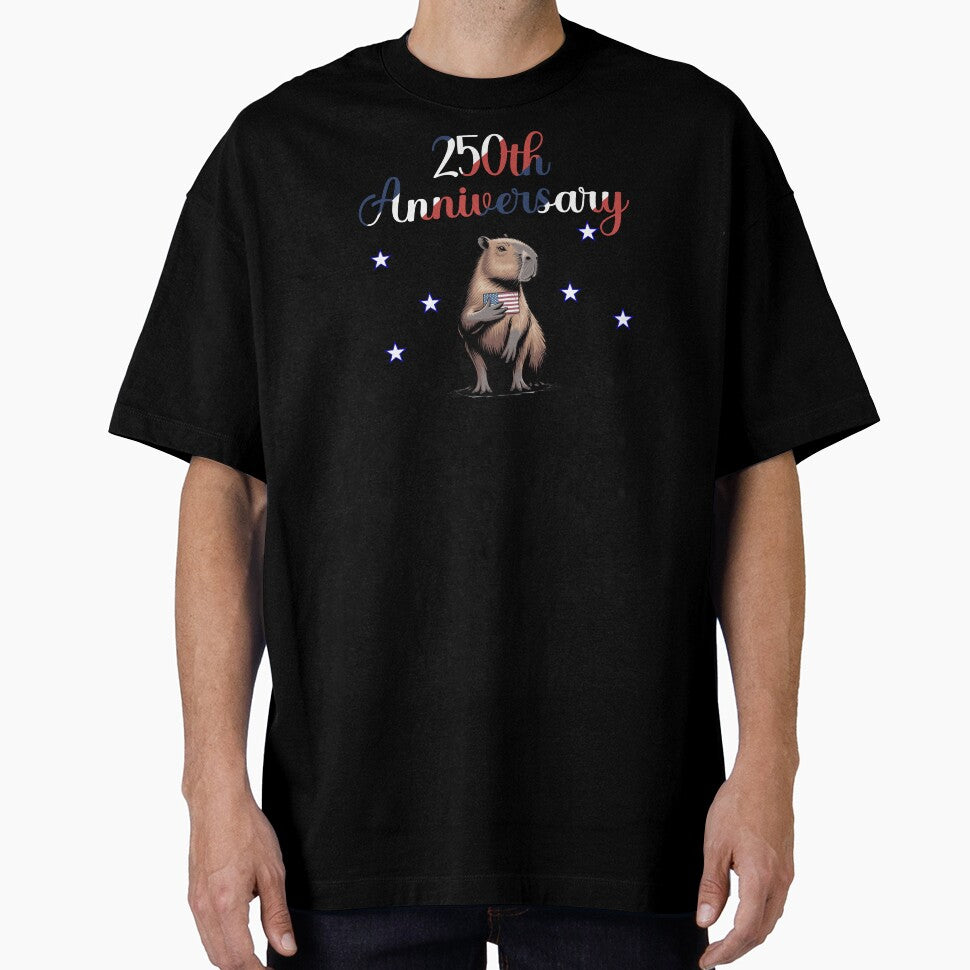 Cute Capybara America 250th Anniversary Patriotic USA Flag Aesthetic by FIREDesignsPOD