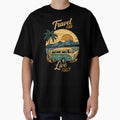 Travel Far Live Fully Vintage Camper Van T-Shirt by phsycartwork