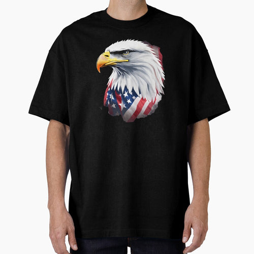 4th of July portrait of an eagle against the background of the flag by jkrphoto