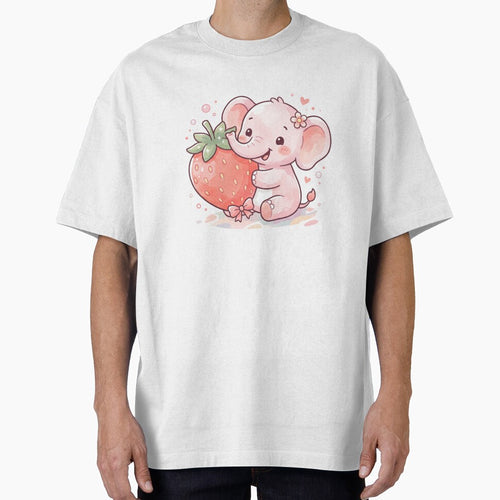 A Sweet Baby Elephant - Pastel Pink, Kawaii Illustration by DigitfanStudio