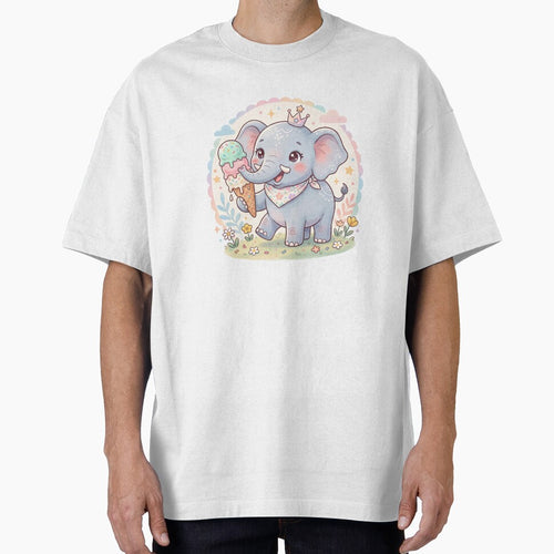 A Happy Elephant - Icecream Cone Soft Pink by DigitfanStudio