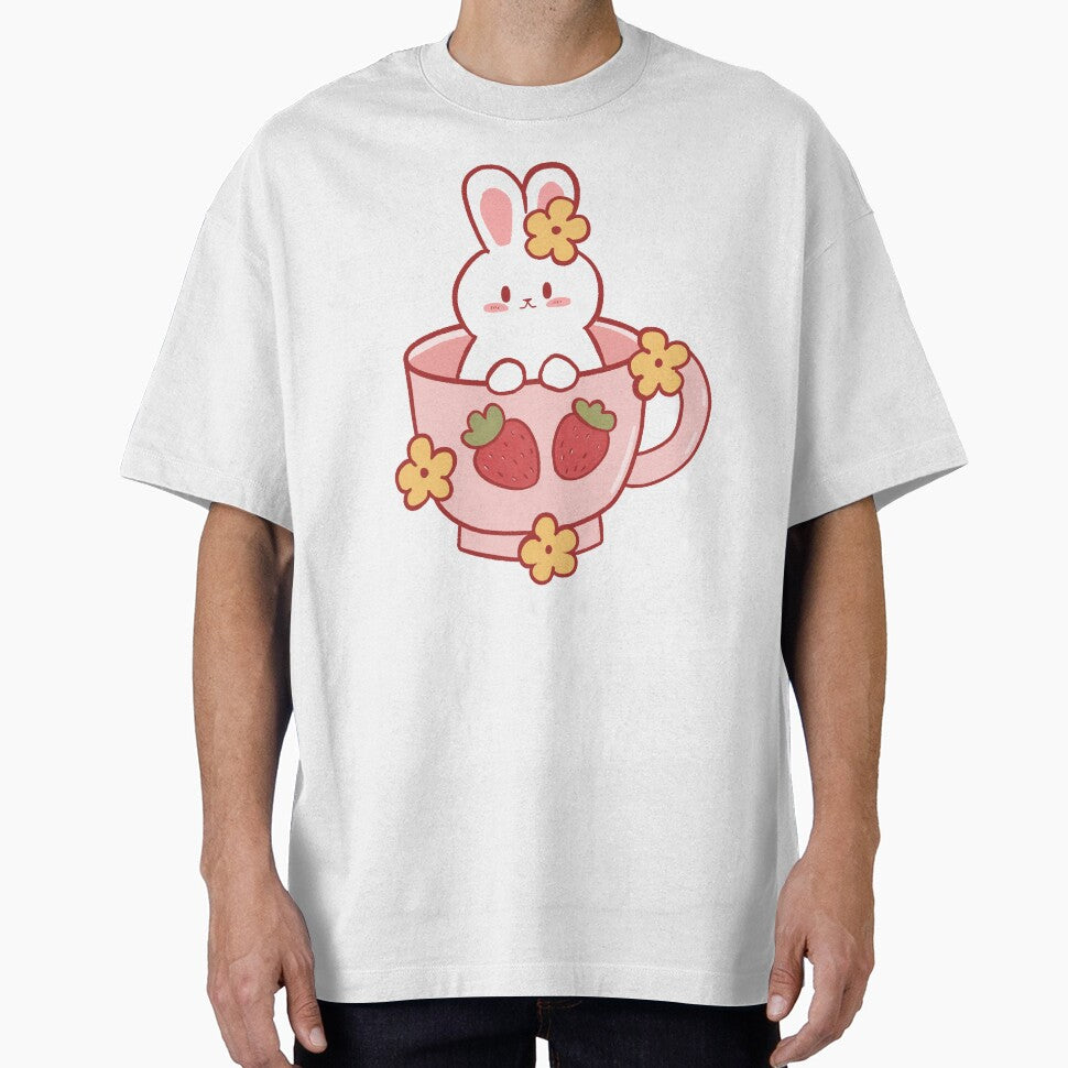 Strawberry Bunny Teacup by PlainMaddiShop