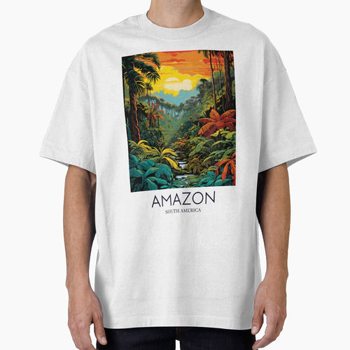 A Pop Art Travel Print of the Amazon Rainforest - South America by StudioRedKoala