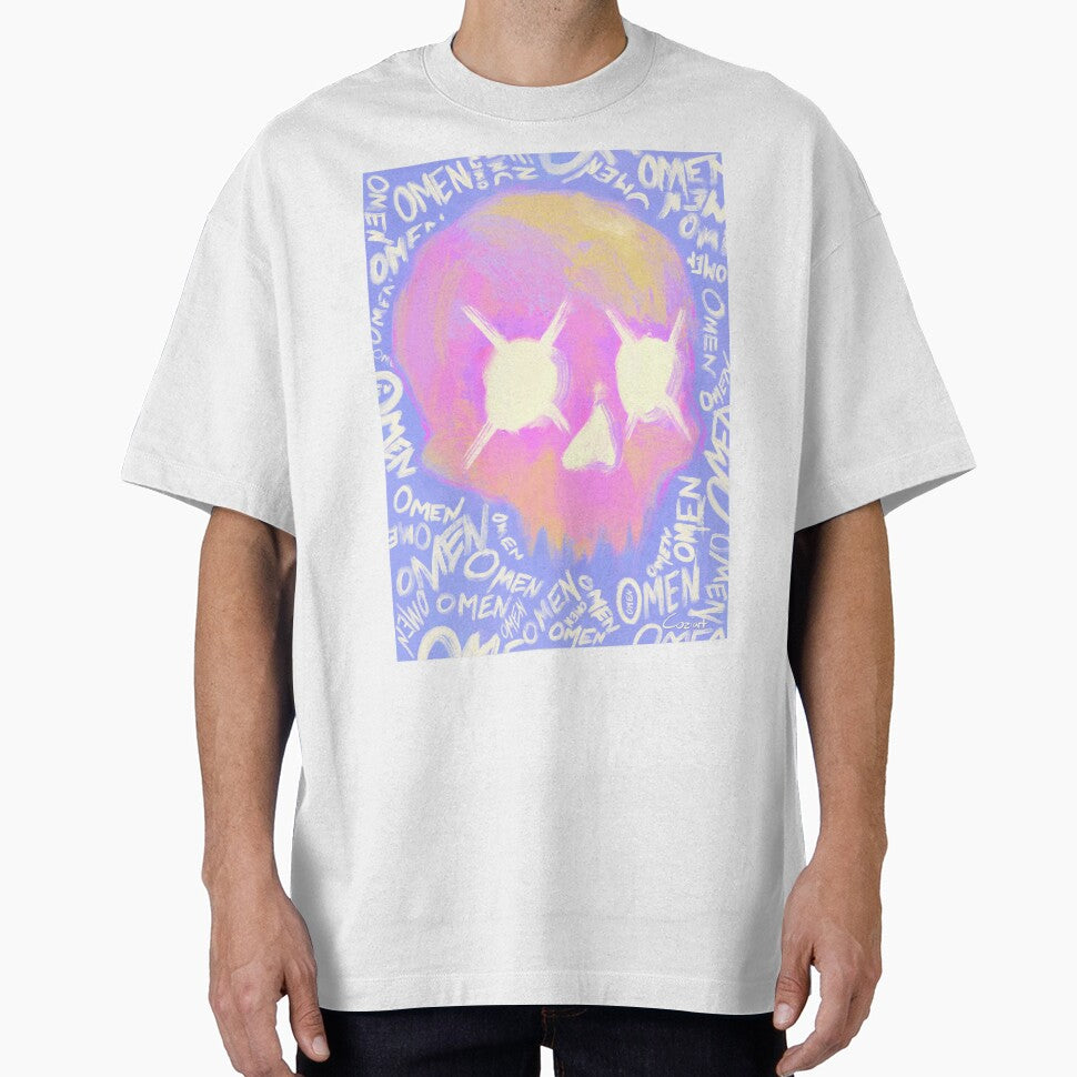 OMEN Skull - Neon Pastel Aesthetic Painting by Coziart Prints
