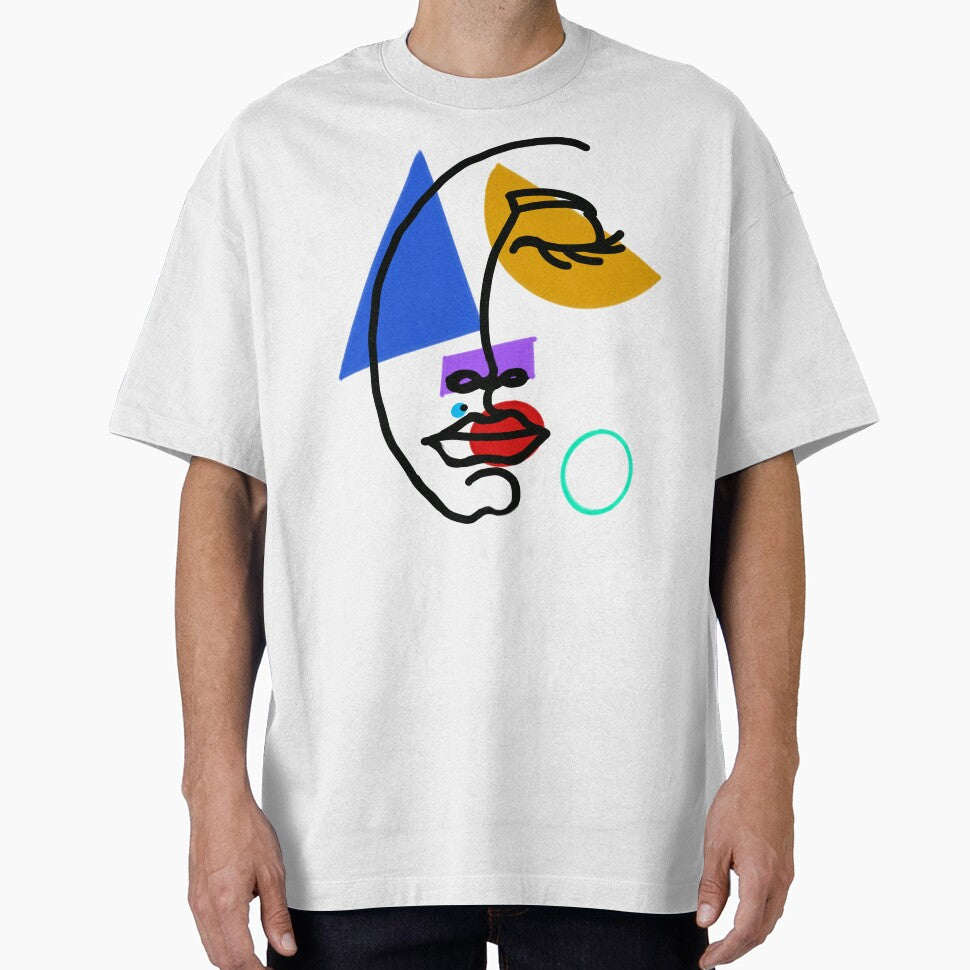 Modern Cubist Line Art – Abstract Sleeping Face with Geometric Shapes by Artonmytee