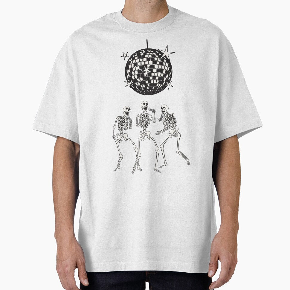 Disco Skeleton Dance Party – Funny Retro Dancing Skeletons Tee for Halloween & Party Vibes by Zezeshop1