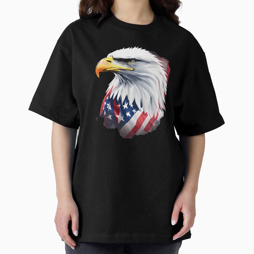 4th of July portrait of an eagle against the background of the flag by jkrphoto