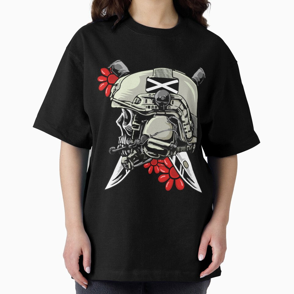 Task Force Doomer Helmet Skull With Red Daisy Flowers by nuconfident11