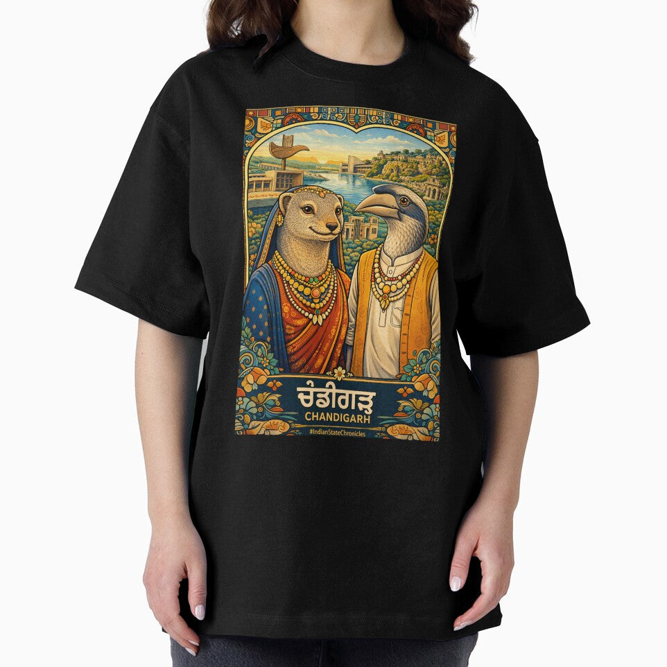 Chandigarh T-Shirt | Heritage Indian Grey Mongoose & Indian Grey Hornbill Art | IndianStateChronicles by freezed-frames