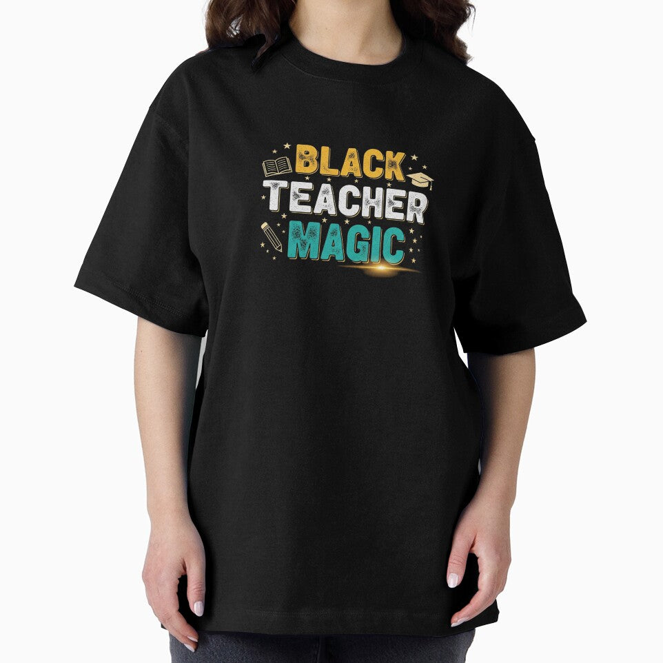 Black Teacher Magic Simple Funny Teaching Pride Tee by Designs-RZ