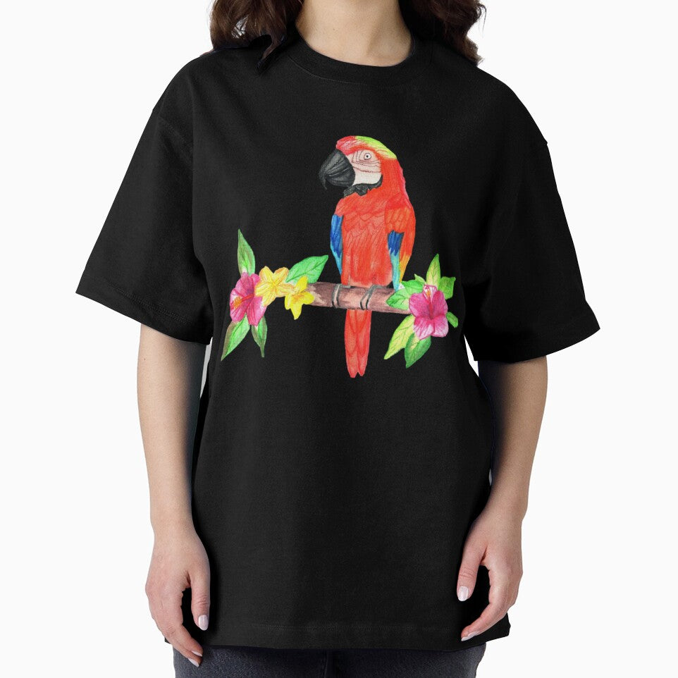 Hand Painted Watercolor Parrot With Flowers by DivineHaven