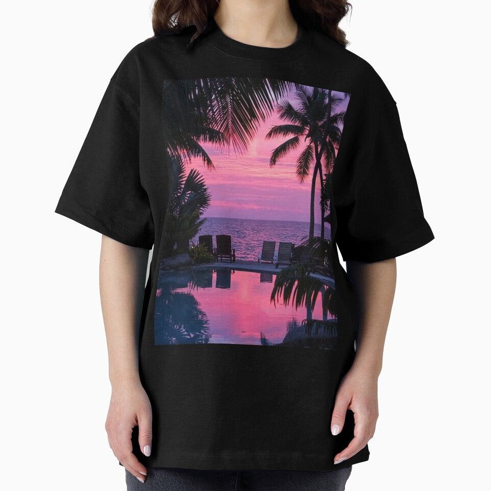 Retro Vaporwave Beach Sunset Vintage Palm Trees Graphic by Laura Vancleave