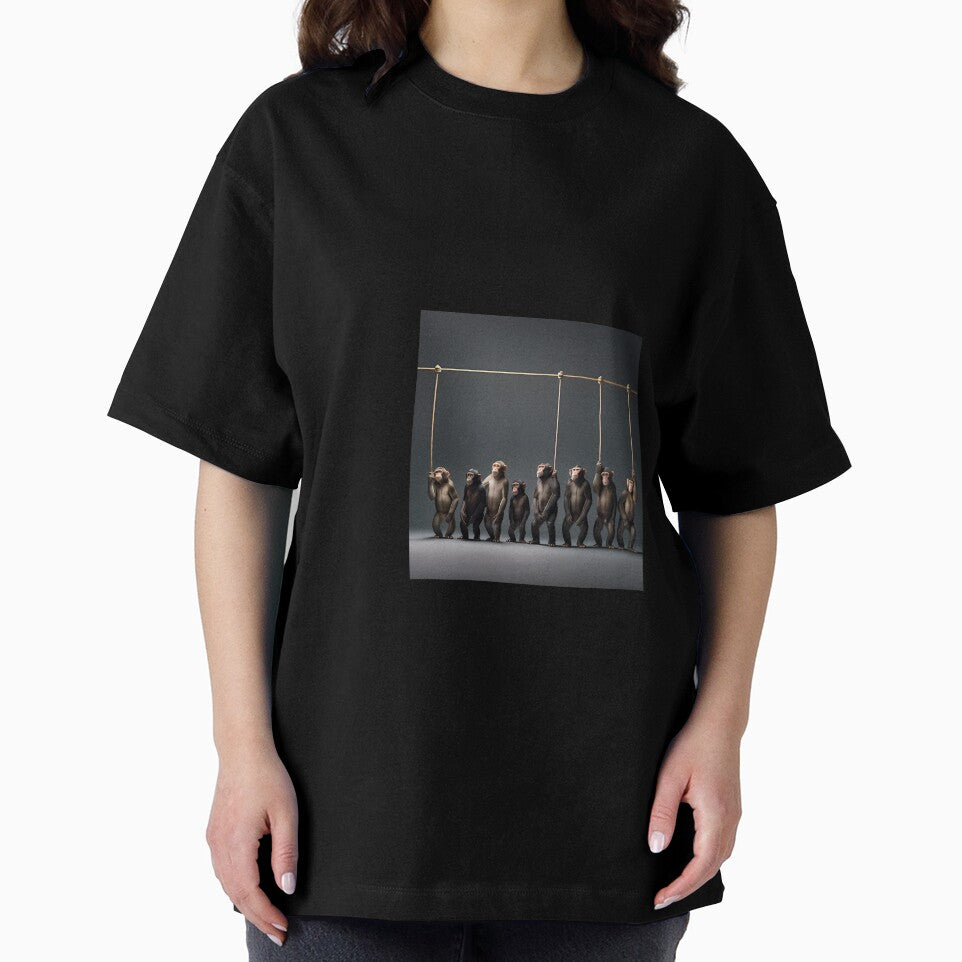 a group of monkeys standing next to each other on a rope by Dark Fantasy Store