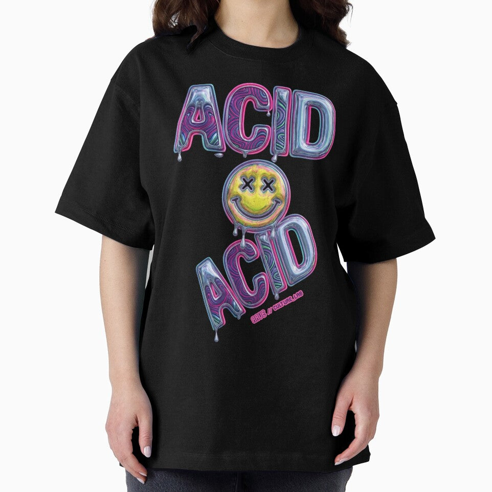 Melting 3D Acid Smiley Face – Neon Y2K Rave Graphic by RaveCultureLab