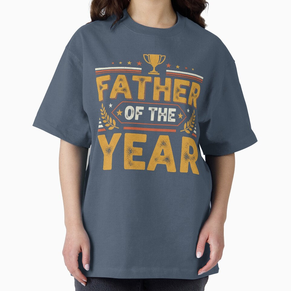 Father Of The Year Funny Simple Text Dad Humor Gift Tee by Designs-RZ