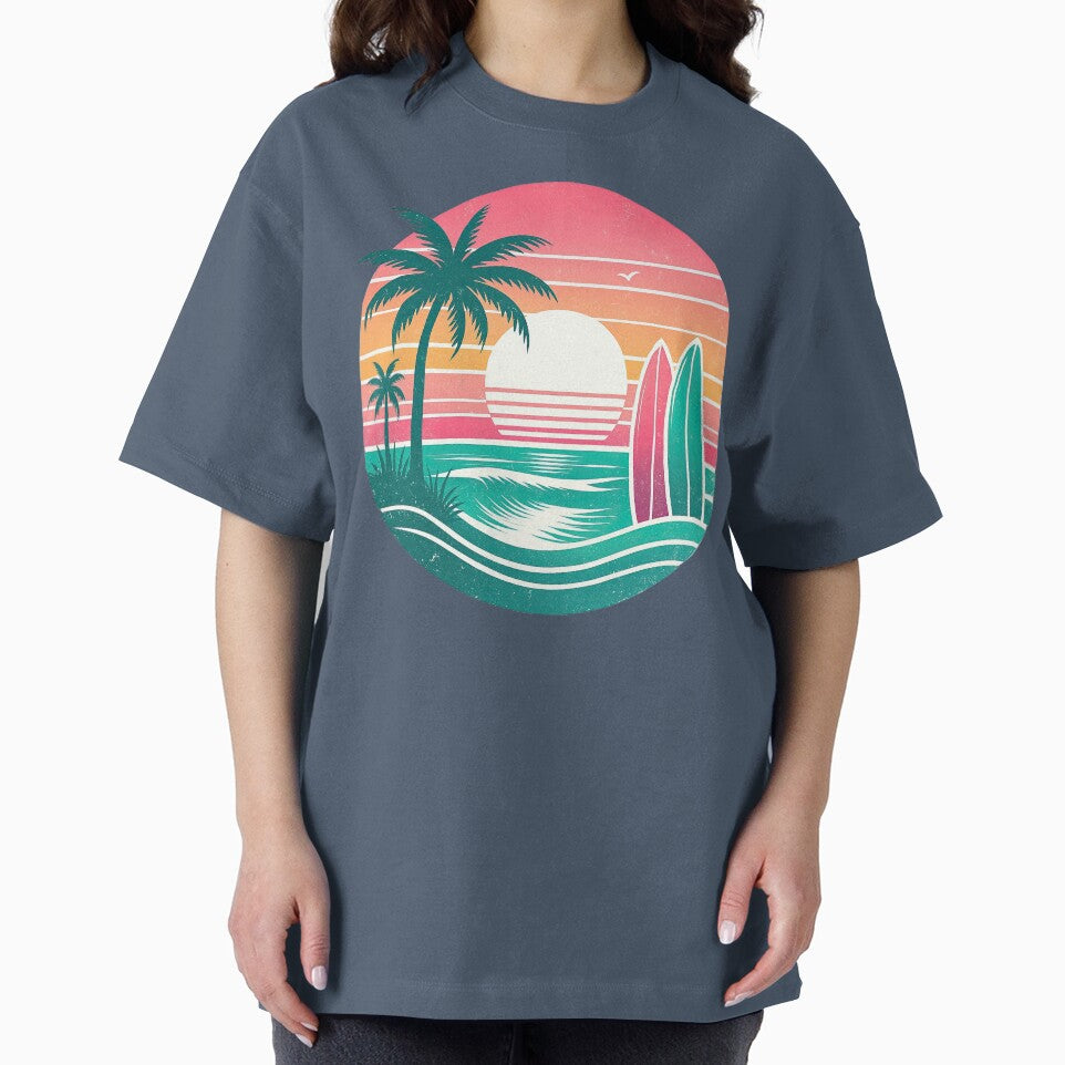 Retro Sunset Surf Beach Design by ArtfulWeave