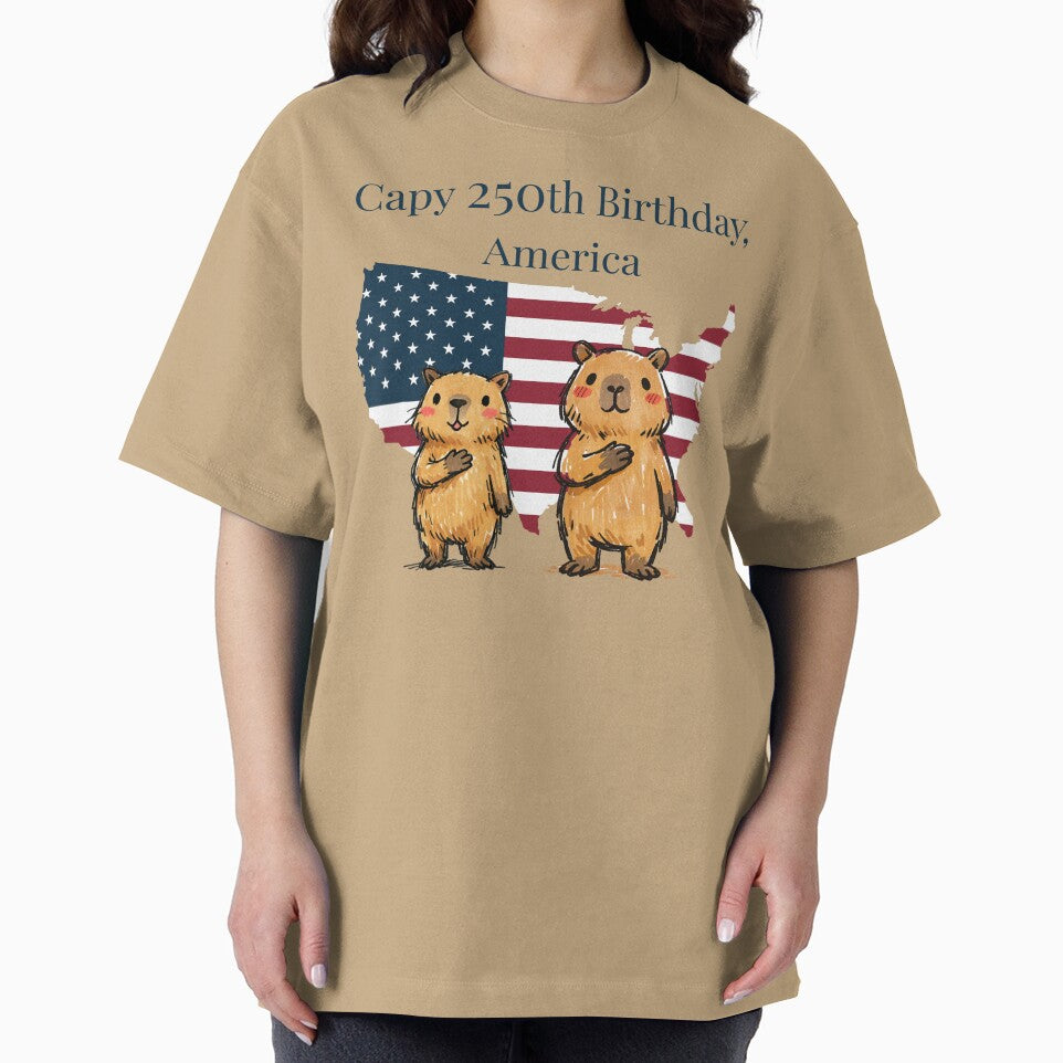 Happy 250th Birthday America - Cute Patriotic Capybara Semi-Centennial by FIREDesignsPOD