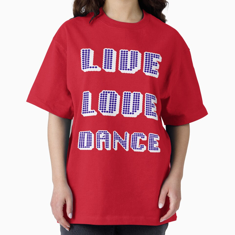 Live Love Dance Blue and White Geometric Seventies Disco Text by taiche