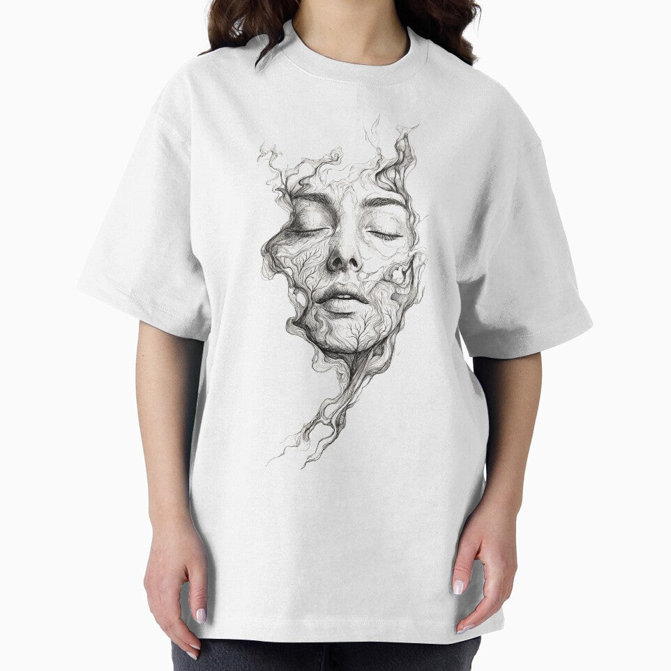 Ethereal Smoke Face – Surreal Line Art Portrait by Silent.Lines
