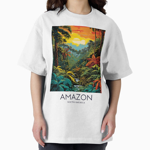 A Pop Art Travel Print of the Amazon Rainforest - South America by StudioRedKoala