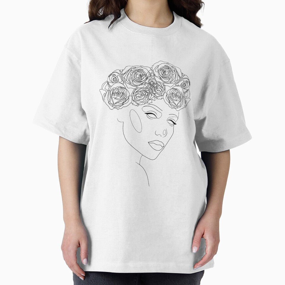 Line Female Face With Rose Head by Valeria-Art