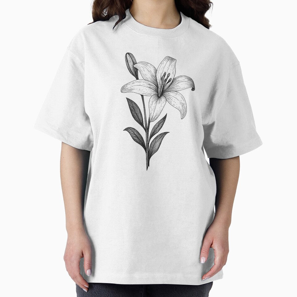 Botanical Grace – Hand-Drawn Lily Illustration by Joyfulfabric