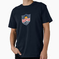 Coastal USA Wave Shield Shirt | Americana Surf Style Beach Logo by LuckyCoast