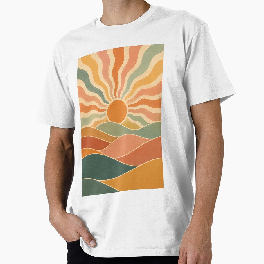 Wavy Retro Sunburst Desert Dunes by Jaideep Walia