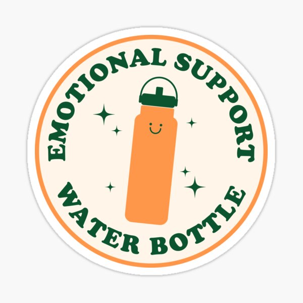 Emotional Support Water Bottle Sticker - Orange and Green by mariamemakes