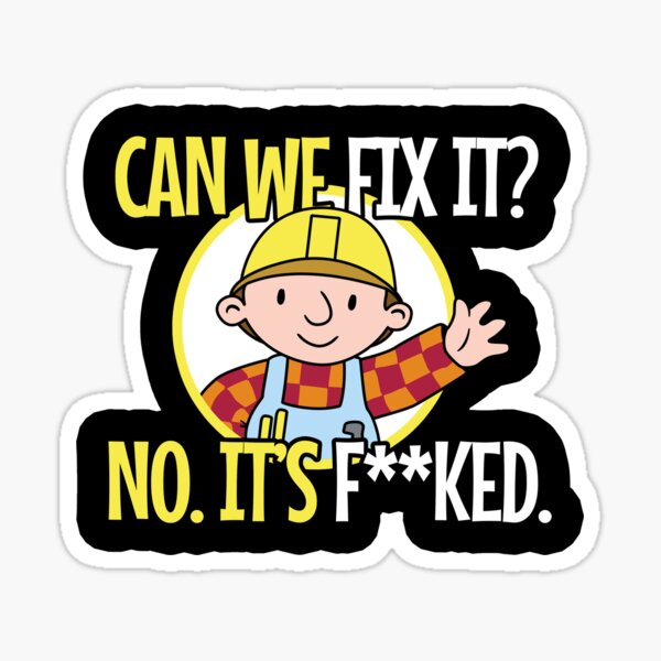 Can We Fix It Funny Repair Man Engineer Toolbox Sticker by Nerd Shizzle